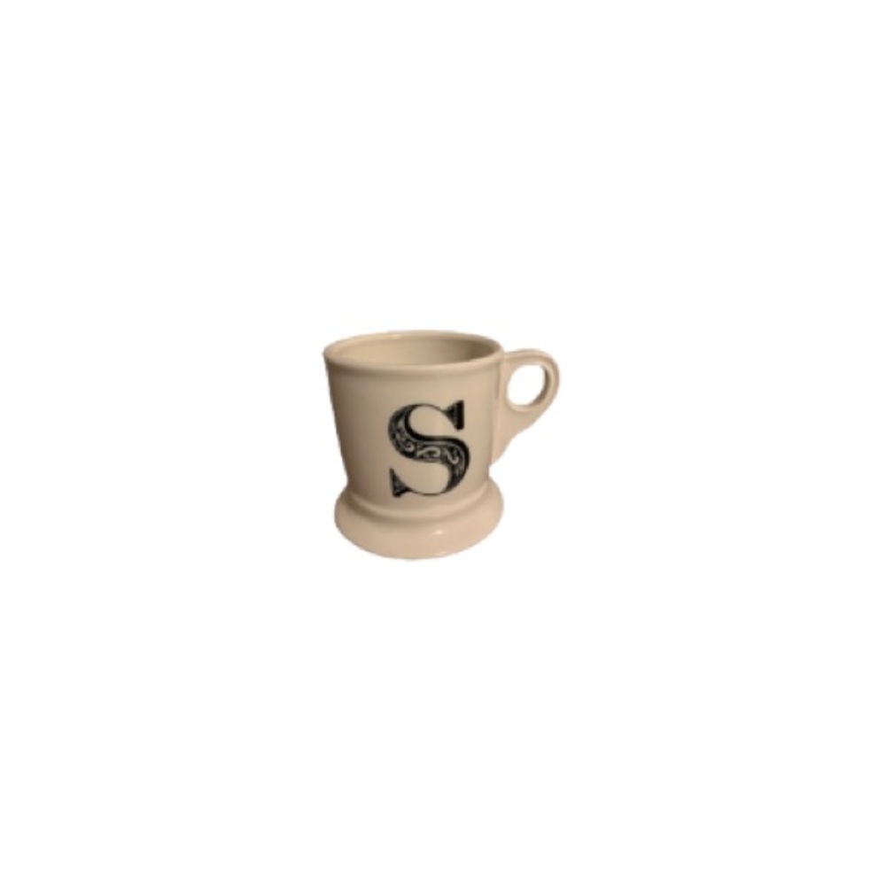 Anthropologie Cream and Black Ceramic Letter S Mug